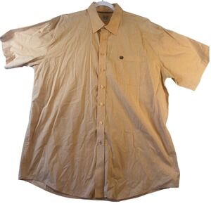 Cinch Mens XXL Short Sleeve Button Down Shirt Orange Geometric Diamond Cotton
